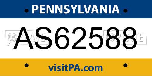 AS62588 Pennsylvania License Plate