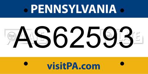 AS62593 Pennsylvania License Plate
