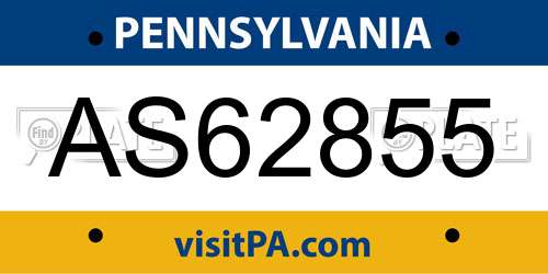 AS62855 Pennsylvania License Plate
