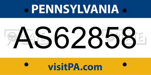 AS62858 Pennsylvania License Plate