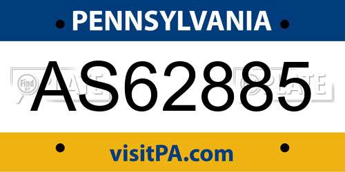 AS62885 Pennsylvania License Plate