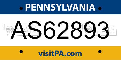 AS62893 Pennsylvania License Plate