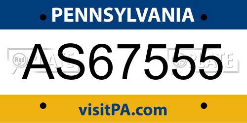 AS67555 Pennsylvania License Plate