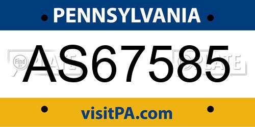 AS67585 Pennsylvania License Plate