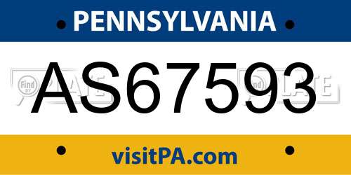 AS67593 Pennsylvania License Plate