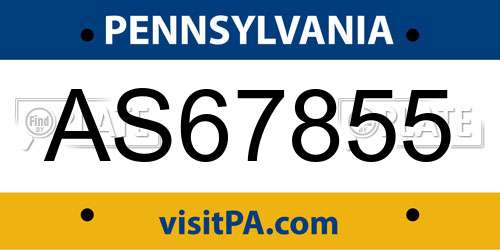 AS67855 Pennsylvania License Plate