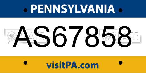 AS67858 Pennsylvania License Plate