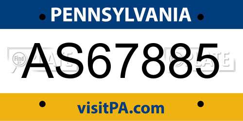 AS67885 Pennsylvania License Plate