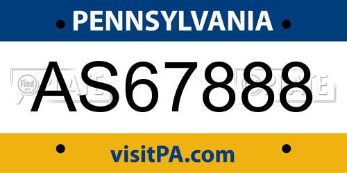AS67888 Pennsylvania License Plate
