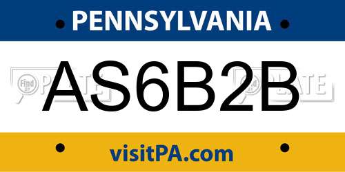AS6B2B Pennsylvania License Plate