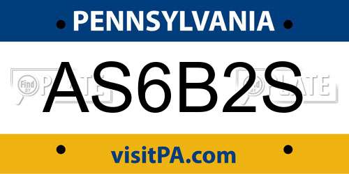 AS6B2S Pennsylvania License Plate