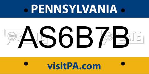 AS6B7B Pennsylvania License Plate