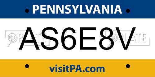 AS6E8V Pennsylvania License Plate