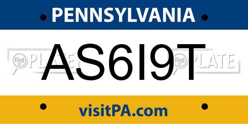 AS6I9T Pennsylvania License Plate