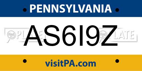 AS6I9Z Pennsylvania License Plate
