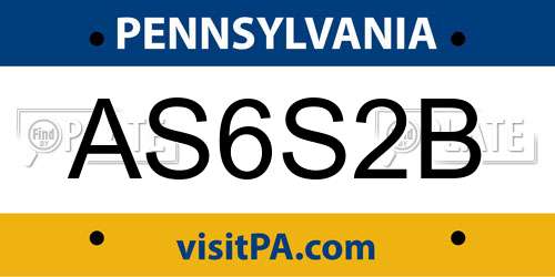AS6S2B Pennsylvania License Plate