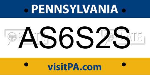 AS6S2S Pennsylvania License Plate