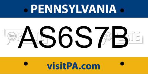 AS6S7B Pennsylvania License Plate