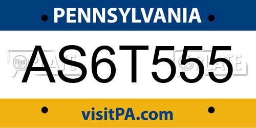 AS6T555 Pennsylvania License Plate
