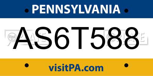 AS6T588 Pennsylvania License Plate