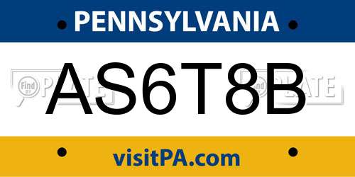 AS6T8B Pennsylvania License Plate