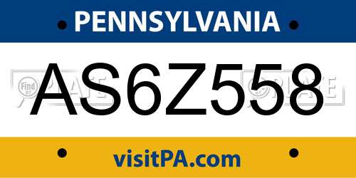 AS6Z558 Pennsylvania License Plate