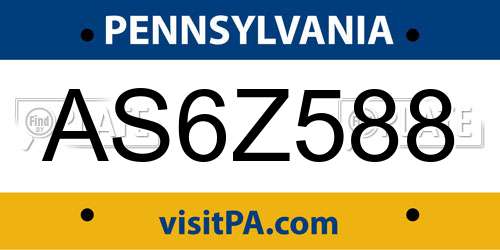 AS6Z588 Pennsylvania License Plate