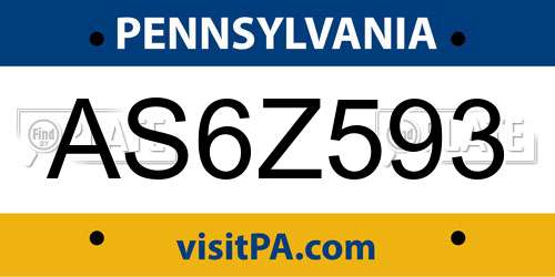 AS6Z593 Pennsylvania License Plate