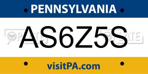 AS6Z5S Pennsylvania License Plate