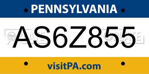 AS6Z855 Pennsylvania License Plate
