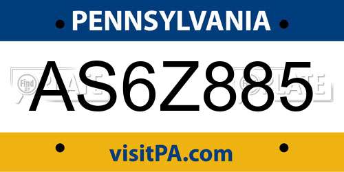 AS6Z885 Pennsylvania License Plate