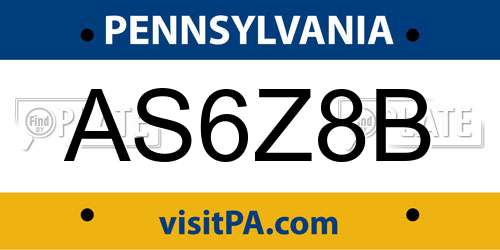 AS6Z8B Pennsylvania License Plate