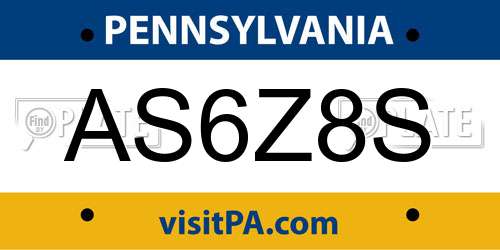 AS6Z8S Pennsylvania License Plate