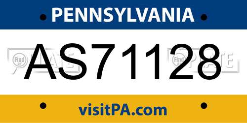AS71128 Pennsylvania License Plate