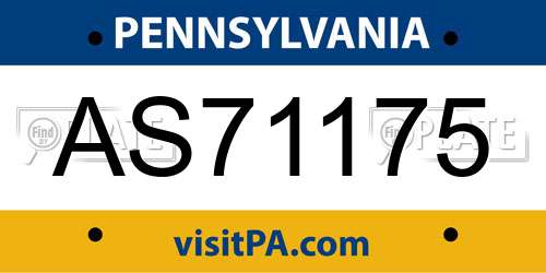 AS71175 Pennsylvania License Plate