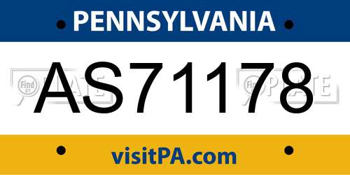 AS71178 Pennsylvania License Plate