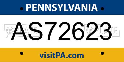 AS72623 Pennsylvania License Plate