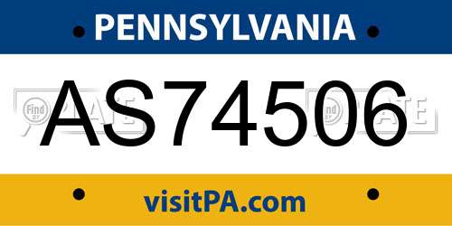 AS74506 Pennsylvania License Plate