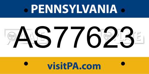 AS77623 Pennsylvania License Plate