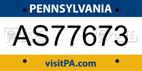 AS77673 Pennsylvania License Plate
