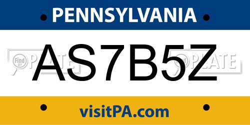 AS7B5Z Pennsylvania License Plate
