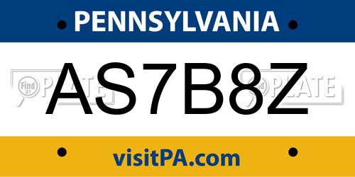 AS7B8Z Pennsylvania License Plate