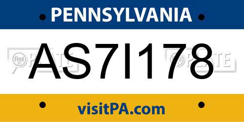 AS7I178 Pennsylvania License Plate