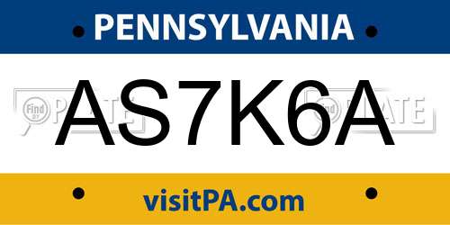 AS7K6A Pennsylvania License Plate