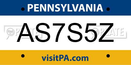 AS7S5Z Pennsylvania License Plate