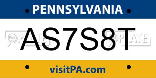 AS7S8T Pennsylvania License Plate