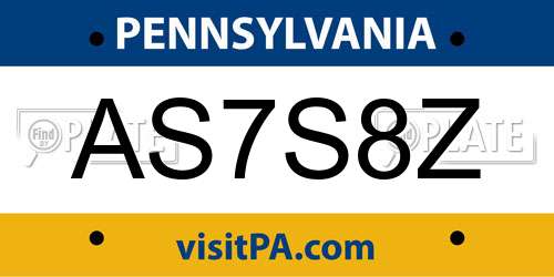 AS7S8Z Pennsylvania License Plate
