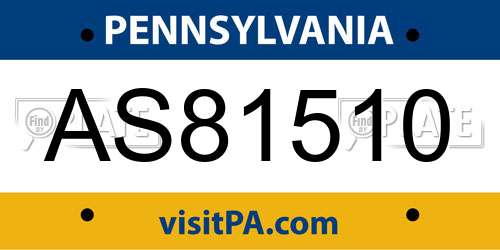AS81510 Pennsylvania License Plate