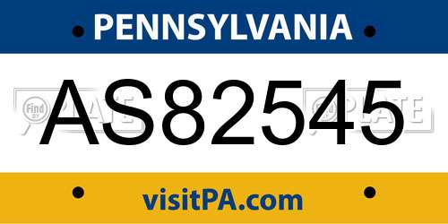 AS82545 Pennsylvania License Plate