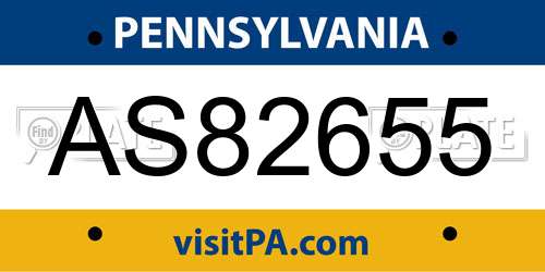 AS82655 Pennsylvania License Plate